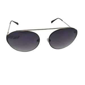 Balmain Black Gold Frame and Bridge Round Lens Aviator Unisex Sunglasses